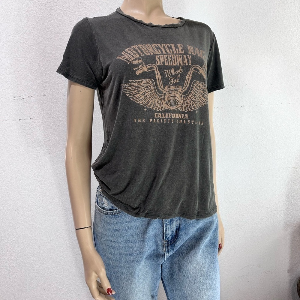 LE LIS shirt gray with motorcycle inspired